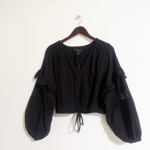 House of Harlow 1960 Tops - NEW House of Harlow Puff Sleeve Cotton Poplin Crop Top